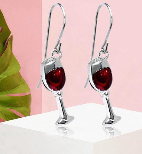 Red Wine Goblets Stud Earrings